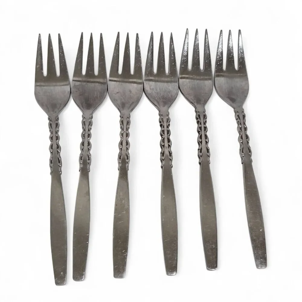 International Lyon Stainless Steel‎ ALHAMBRA Set of 6 Salad forks MCM Comb. Ship